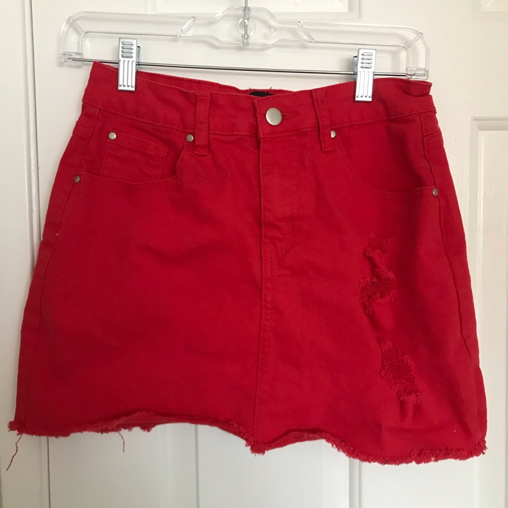 Red Denim Skirt